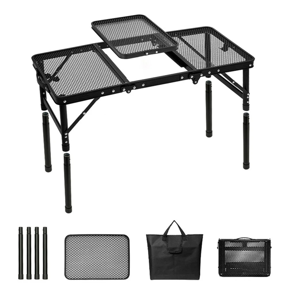 Outdoor Folding IGT Table Barbecue Mesh Table Lightweight Camping Height Adjustable Mesh Table, Size M - 1