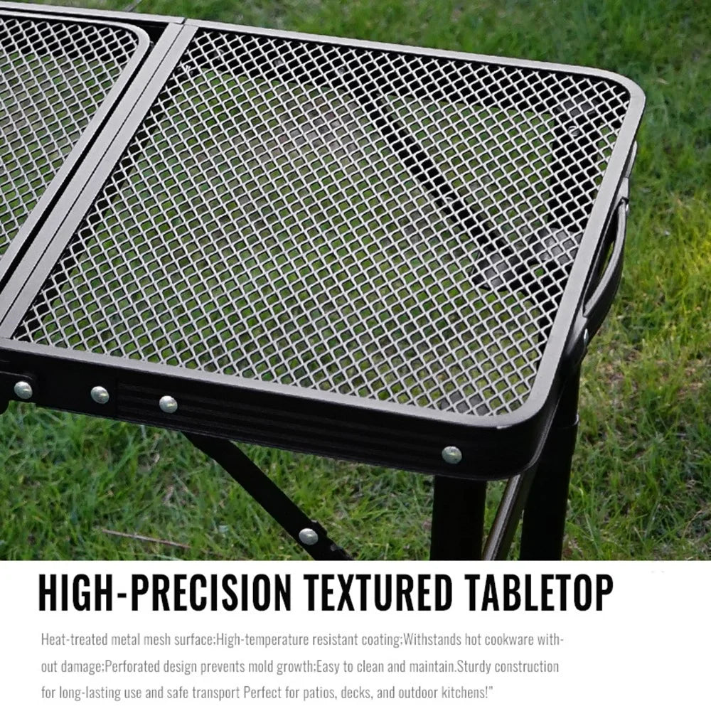 Outdoor Folding IGT Table Barbecue Mesh Table Lightweight Camping Height Adjustable Mesh Table, Size M - 6