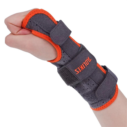 AOLIKES 1683 1Pc Palm Protection Wrist Wrap Band Metal Support Plate Sports Typing Wrist Guard - Orange M - 1