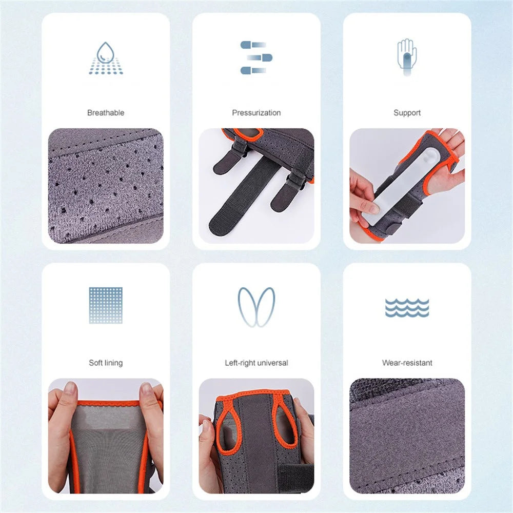 AOLIKES 1683 1Pc Palm Protection Wrist Wrap Band Metal Support Plate Sports Typing Wrist Guard - Orange M - 3