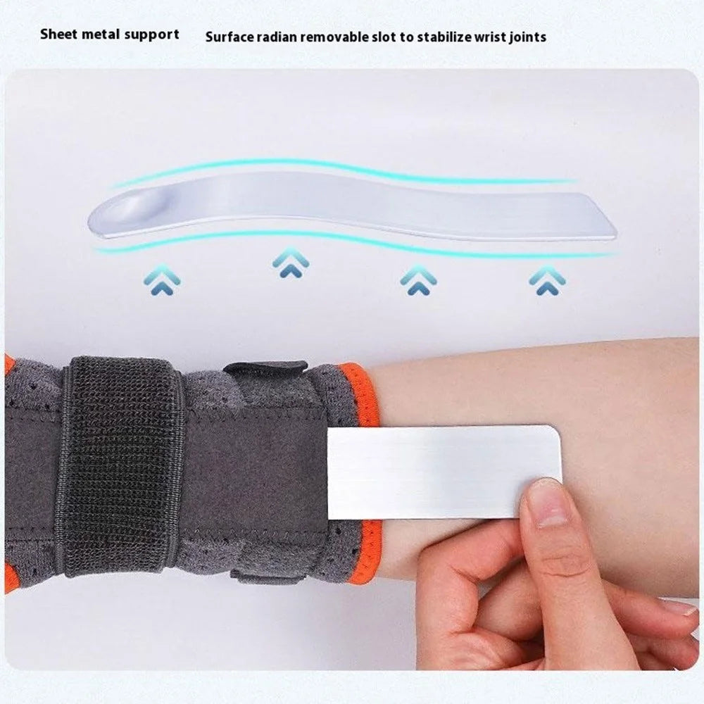 AOLIKES 1683 1Pc Palm Protection Wrist Wrap Band Metal Support Plate Sports Typing Wrist Guard - Orange M - 5