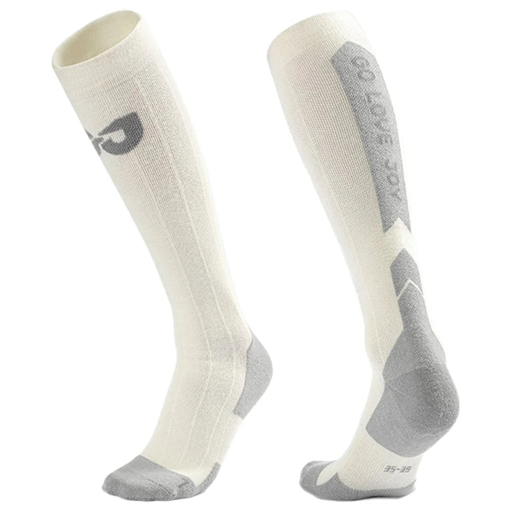 GOLOVEJOY DWZ09 Autumn Winter Keep Warm Sports Socks High Tube Compression Ski Socks - White / Size 35-39 - 1