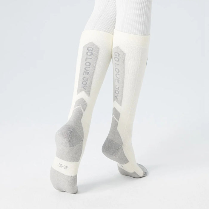 GOLOVEJOY DWZ09 Autumn Winter Keep Warm Sports Socks High Tube Compression Ski Socks - White / Size 35-39 - 3