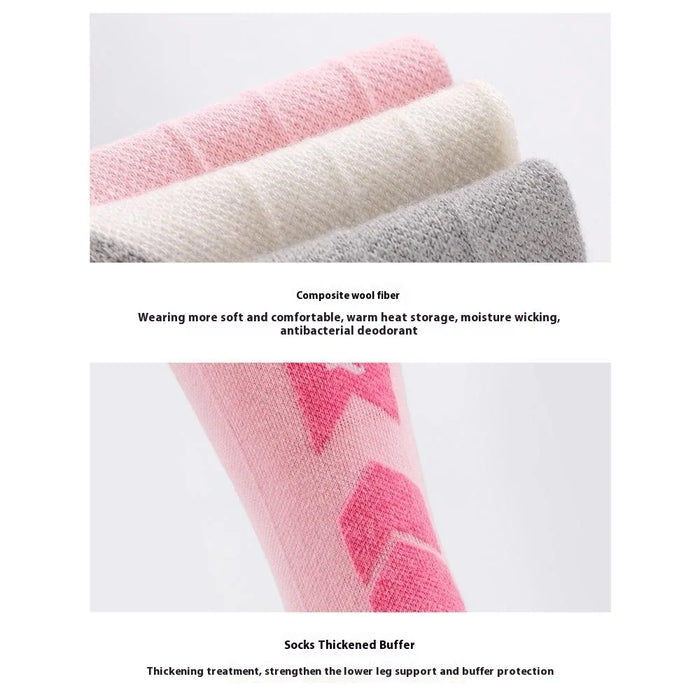 GOLOVEJOY DWZ09 Autumn Winter Keep Warm Sports Socks High Tube Compression Ski Socks - White / Size 35-39 - 4