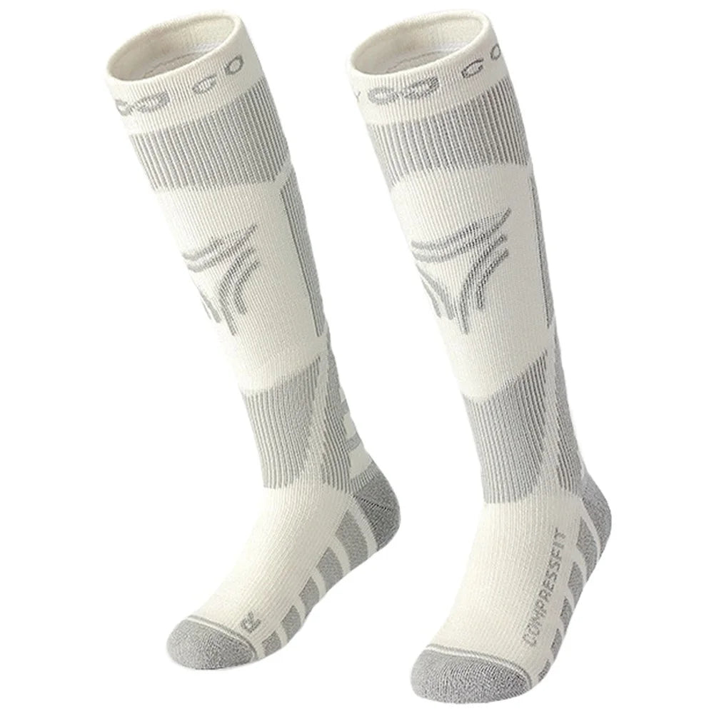 GOLOVEJOY DRWZ07 For Children Autumn Winter Sports Socks High Tube Compression Ski Socks - Grey / Size 28-33 - 1