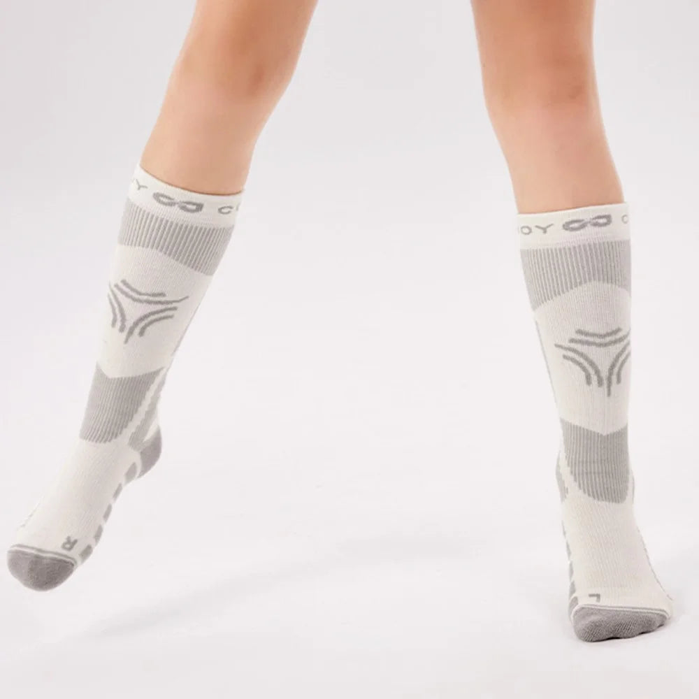 GOLOVEJOY DRWZ07 For Children Autumn Winter Sports Socks High Tube Compression Ski Socks - Grey / Size 28-33 - 3