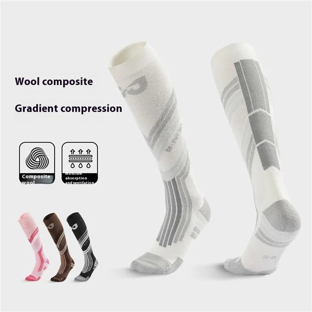 GOLOVEJOY DWZ10 Shock Absorption Autumn Winter Sports Socks High Tube Compression Ski Socks - Grey / Size 35-39 - 2