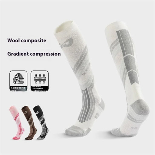 GOLOVEJOY DWZ10 Shock Absorption Autumn Winter Sports Socks High Tube Compression Ski Socks - Grey / Size 35-39 - 2
