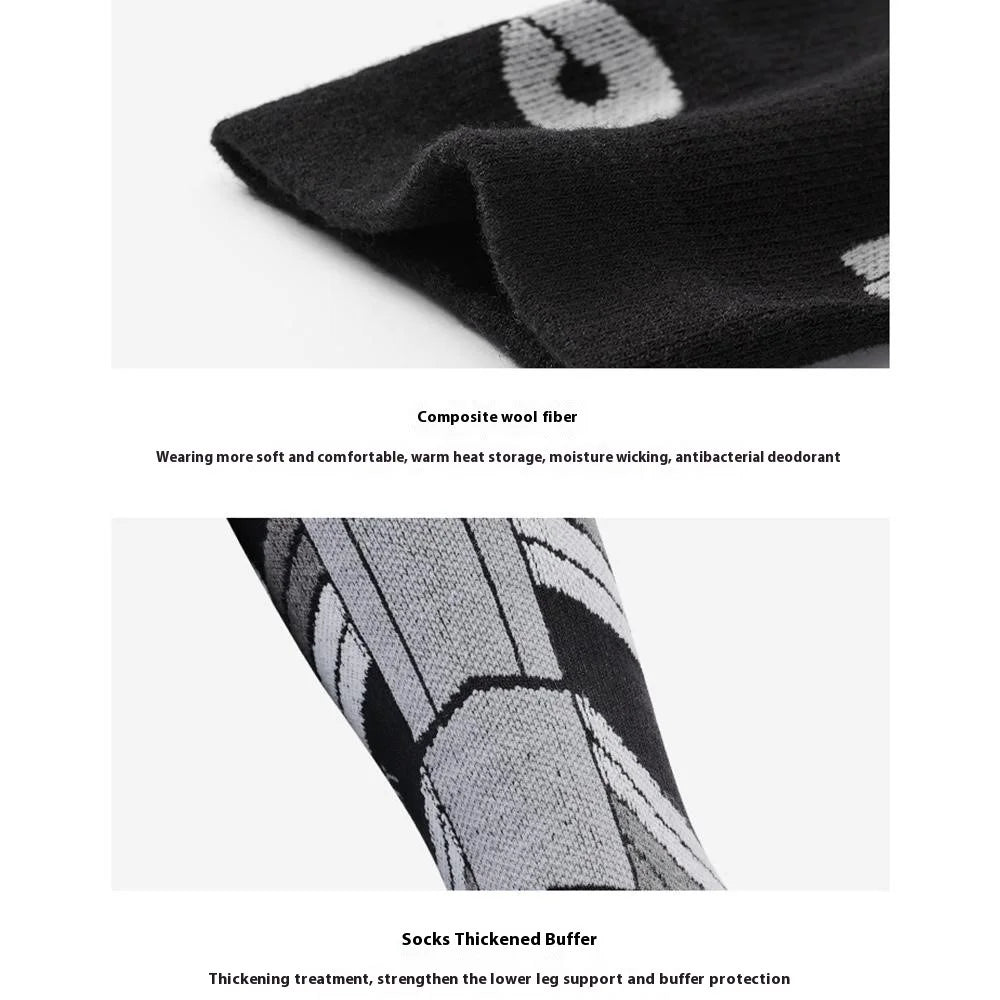 GOLOVEJOY DWZ10 Shock Absorption Autumn Winter Sports Socks High Tube Compression Ski Socks - Grey / Size 35-39 - 3