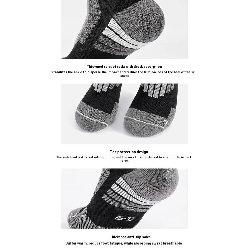 GOLOVEJOY DWZ10 Shock Absorption Autumn Winter Sports Socks High Tube Compression Ski Socks - Grey / Size 35-39 - 4
