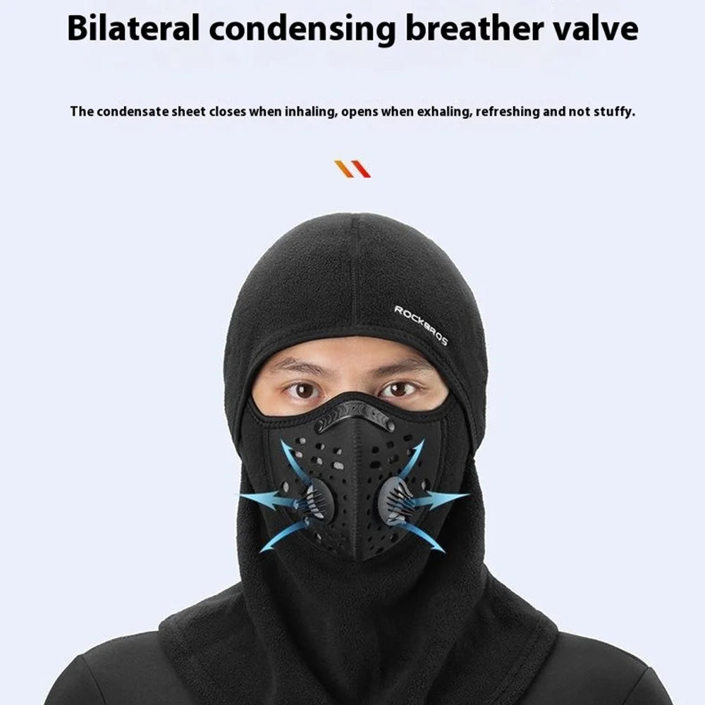 ROCKBROS LF7127 Winter Motorcycle Cycling Headgear Mask with Filter Windproof Warm Face Neck Cover - Black - 3