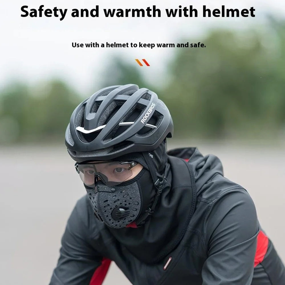 ROCKBROS LF7127 Winter Motorcycle Cycling Headgear Mask with Filter Windproof Warm Face Neck Cover - Black - 5