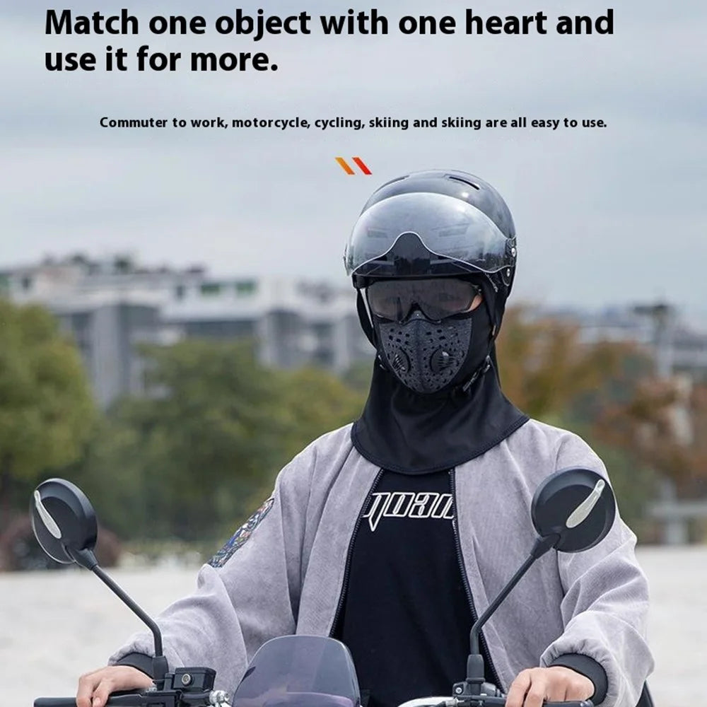 ROCKBROS LF7127 Winter Motorcycle Cycling Headgear Mask with Filter Windproof Warm Face Neck Cover - Black - 7