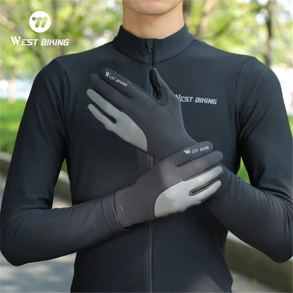 WEST BIKING YP0211262 Shock Absorbing Cycling Gloves Mountain Bike Touch Screen Full Finger Mittens - M - 7