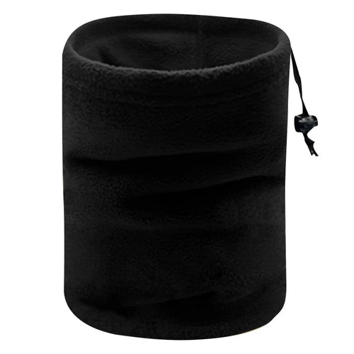 Winter Outdoor Neck Gaiter Warm Polar Fleece Cycling Hiking Face Mask - Black Double Layer - 1