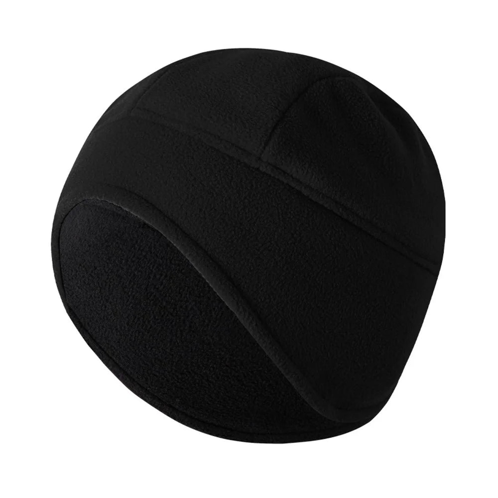 Winter Warm Hat Ear Protection Polar Fleece Windproof Cap for Outdoor Cycling - Black - 1