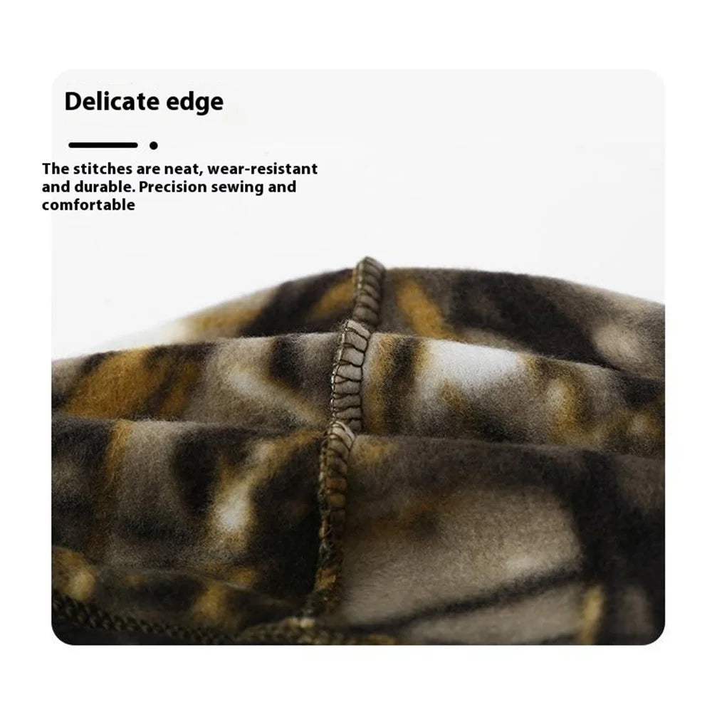 Autumn Winter Thermal Beanie Hat Polar Fleece Helmet Liner Cap for Outdoor Skiing Hiking - Jungle Camouflage - 4