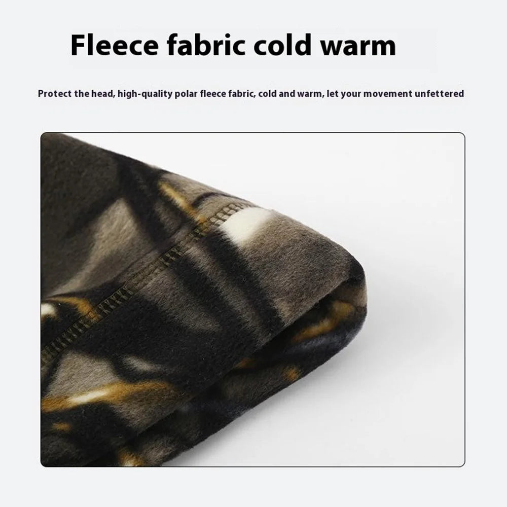 Autumn Winter Thermal Beanie Hat Polar Fleece Helmet Liner Cap for Outdoor Skiing Hiking - Jungle Camouflage - 6