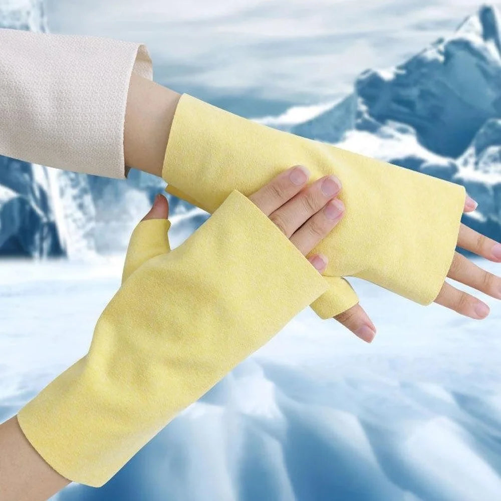 1 Pair Autumn Winter Fingerless Gloves Cycling Running Joint Protection Warm Gloves - Black - 3