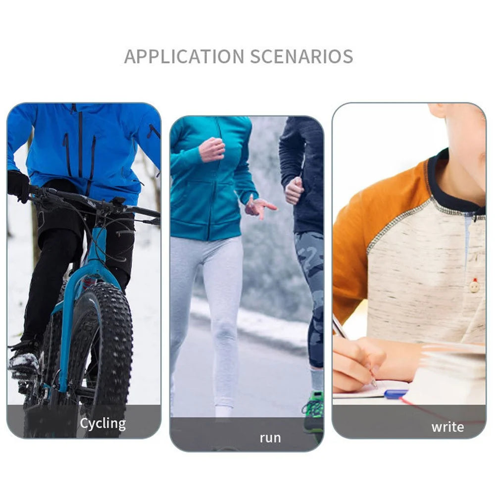 1 Pair Autumn Winter Fingerless Gloves Cycling Running Joint Protection Warm Gloves - Black - 5
