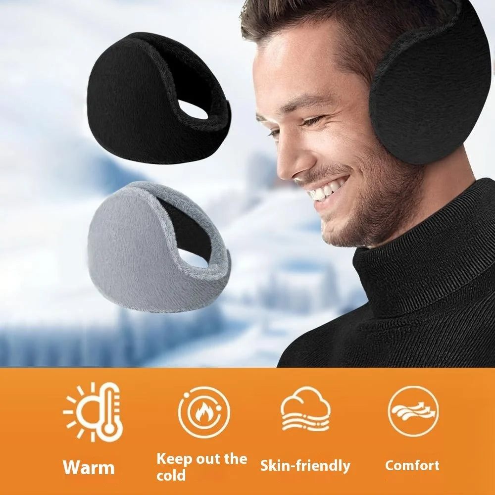 Men Women Winter Warm Earmuff Outdoor Cycling Polar Fleece Windproof Ear Protection Cover - Black - 2