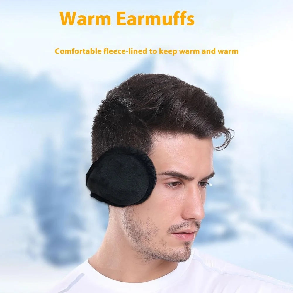 Men Women Winter Warm Earmuff Outdoor Cycling Polar Fleece Windproof Ear Protection Cover - Black - 3
