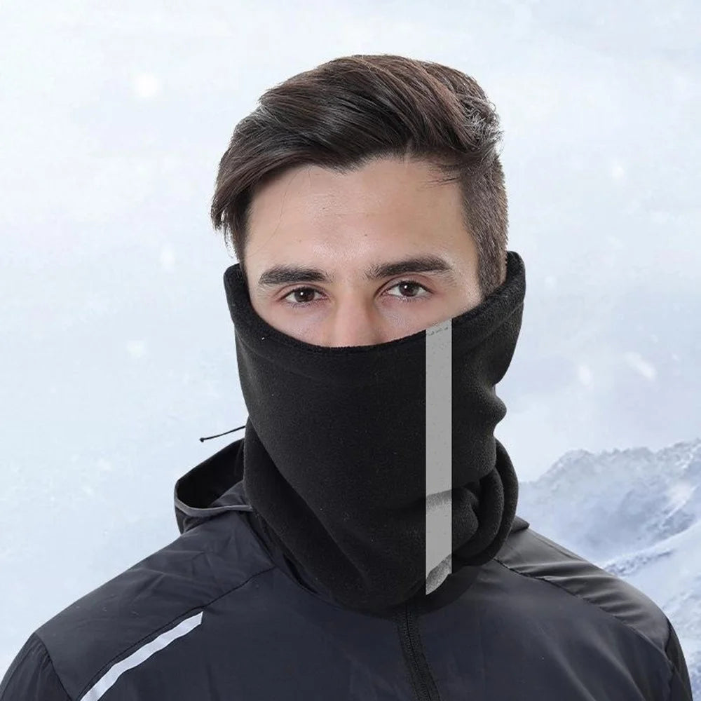 Single Layer Winter Cycling Polar Fleece Neck Gaiter Mask Reflective Motorcycle Warm Neck Cover - Black - 2