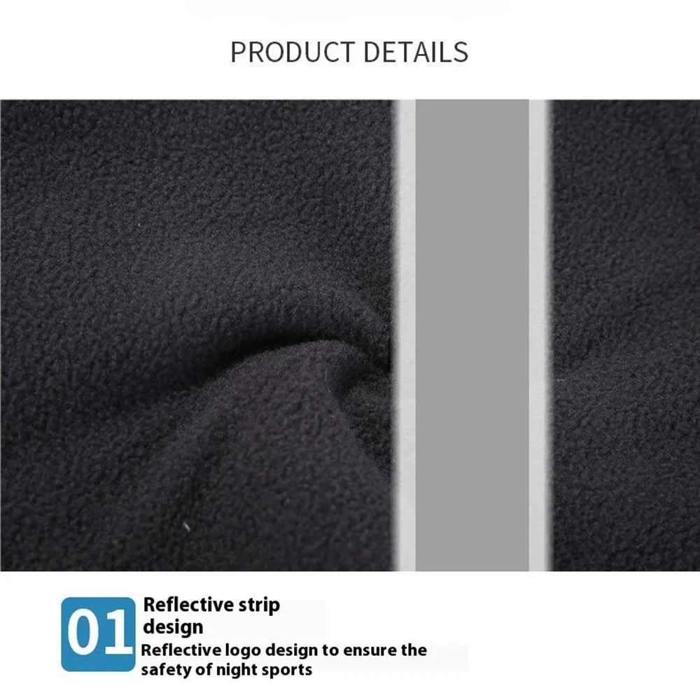 Double Layer Winter Cycling Polar Fleece Neck Gaiter Mask Reflective Motorcycle Warm Neck Cover - Black - 5