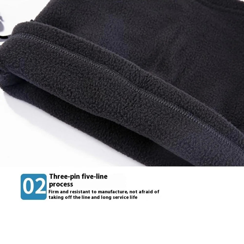 Double Layer Winter Cycling Polar Fleece Neck Gaiter Mask Reflective Motorcycle Warm Neck Cover - Black - 6