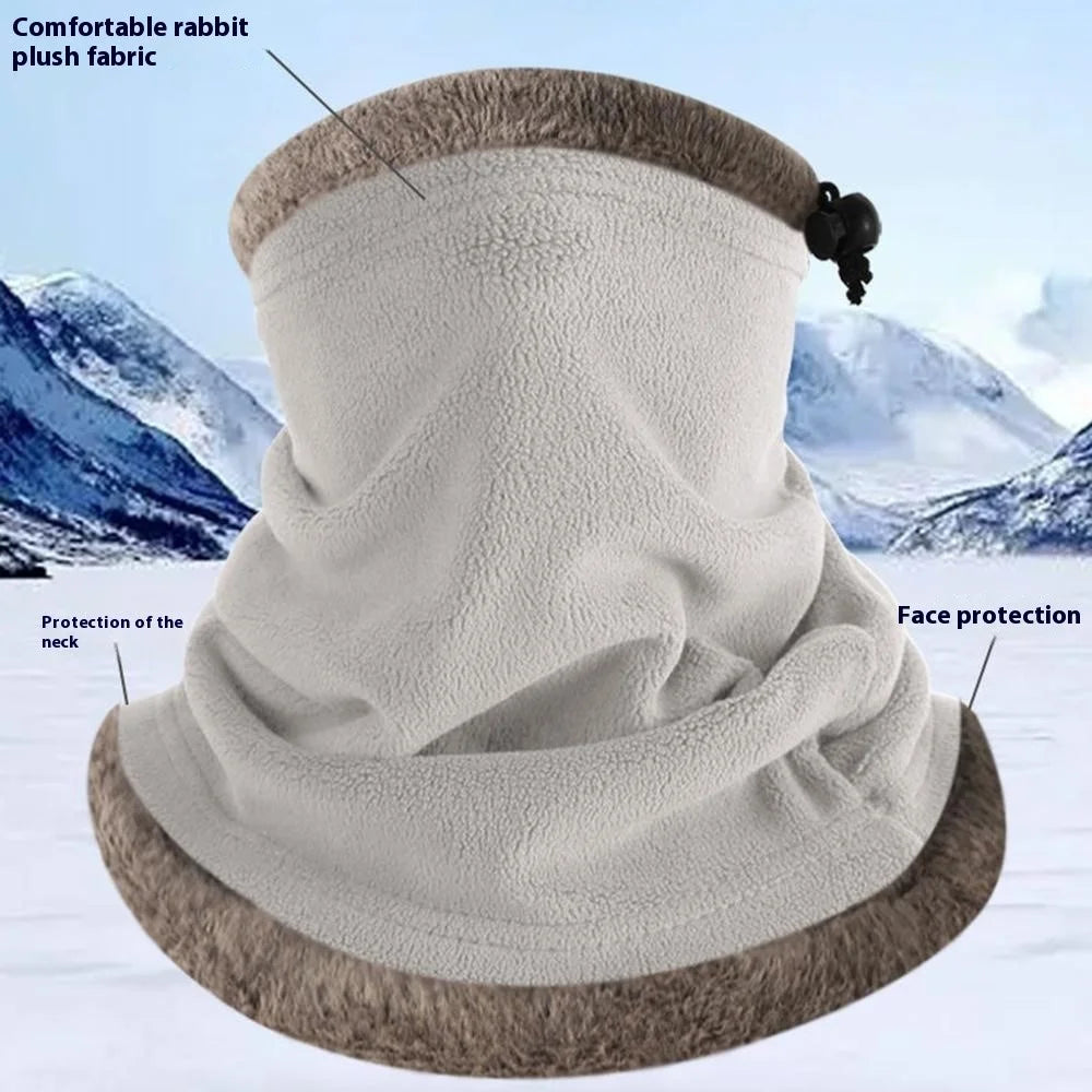 3-in-1 Outdoor Cycling Skiing Windproof Neck Gaiter Winter Thermal Beanie Hat Face Mask - Light Grey - 3