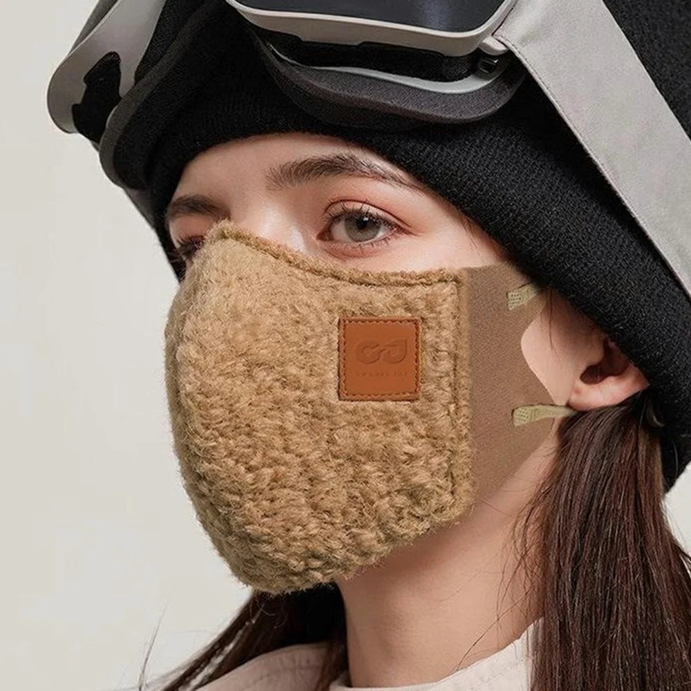 GOLOVEJOY Winter Warm Face Mask Windproof 3D Mask with Adjustable Ear Loops for Women - Beige - 6