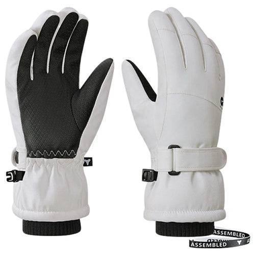 GOLOVEJOY DRST39 1 Pair Winter Ski Gloves for 4-7 Years Kids Waterproof Windproof Snow Mittens Size S - White - 1