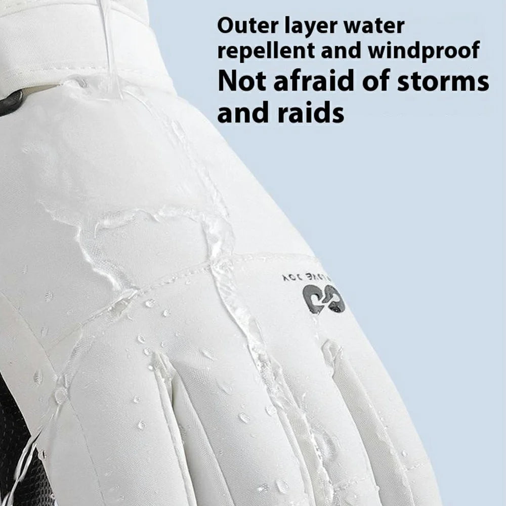 GOLOVEJOY DRST39 1 Pair Winter Ski Gloves for 4-7 Years Kids Waterproof Windproof Snow Mittens Size S - White - 5