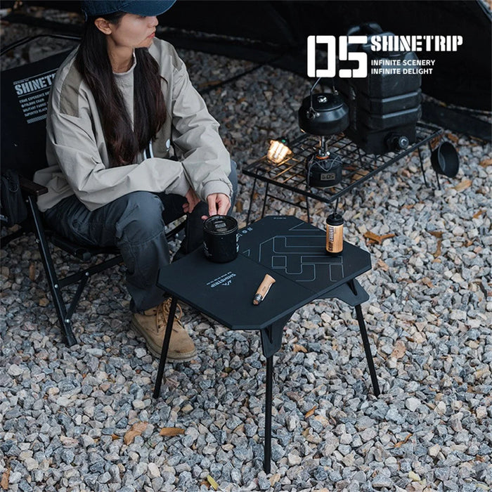 SHINETRIP A512 Outdoor Camping Folding Table Multipurpose Two Heights Portable Desk - Black - 3