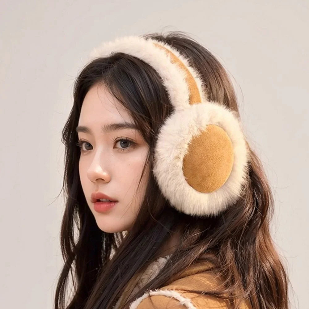 GOLOVEJOY DEZ47 Foldable Suede Fabric Ear Muffs Winter Fluffy Earmuffs Windproof Ear Warmers - Camel - 3