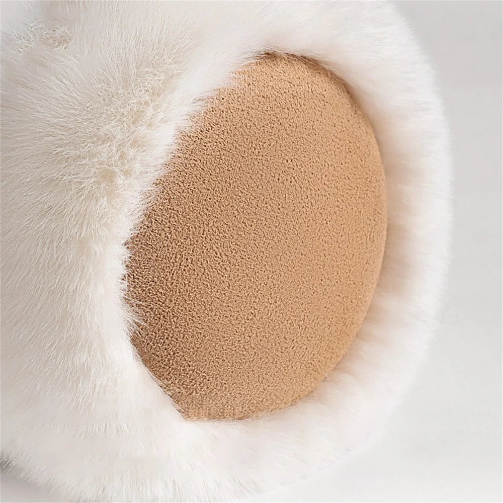 GOLOVEJOY DEZ47 Foldable Suede Fabric Ear Muffs Winter Fluffy Earmuffs Windproof Ear Warmers - Camel - 7