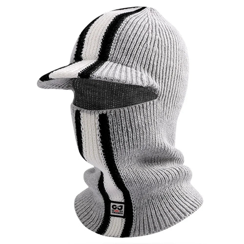 GOLOVEJOY DMZ112 Winter Beanie Hat with Brim for Skiing Cycling Face Mask Neck Warmer Knitted Headwear - Titanium Grey - 1