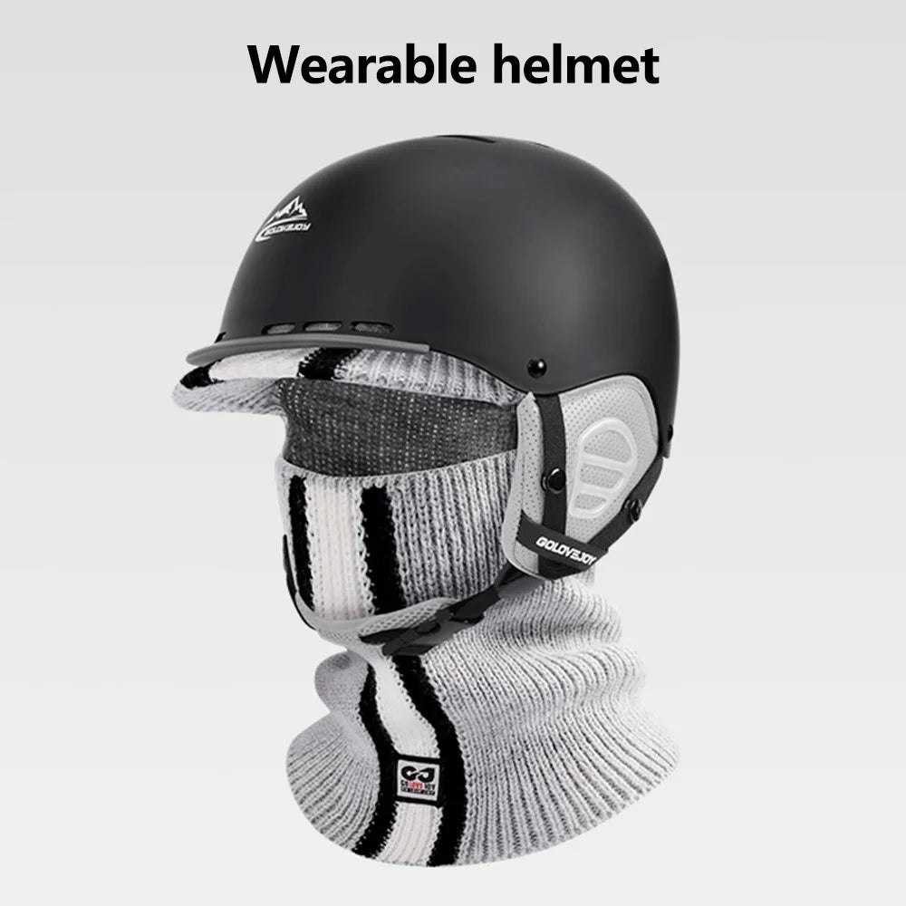 GOLOVEJOY DMZ112 Winter Beanie Hat with Brim for Skiing Cycling Face Mask Neck Warmer Knitted Headwear - Titanium Grey - 4