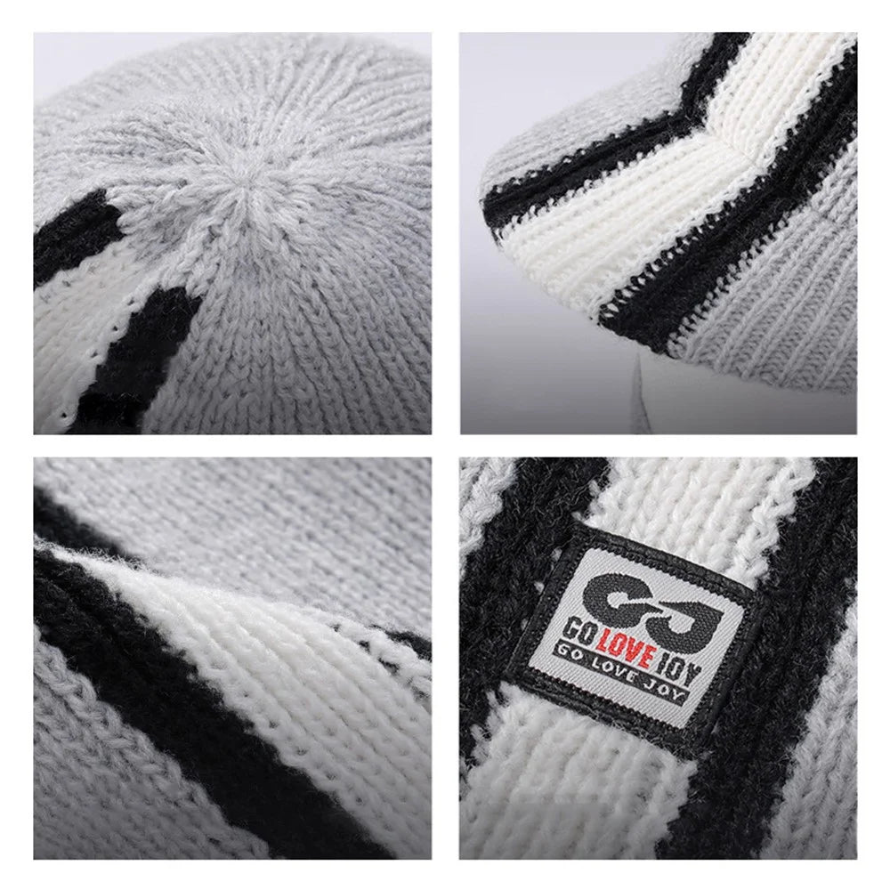 GOLOVEJOY DMZ112 Winter Beanie Hat with Brim for Skiing Cycling Face Mask Neck Warmer Knitted Headwear - Titanium Grey - 5