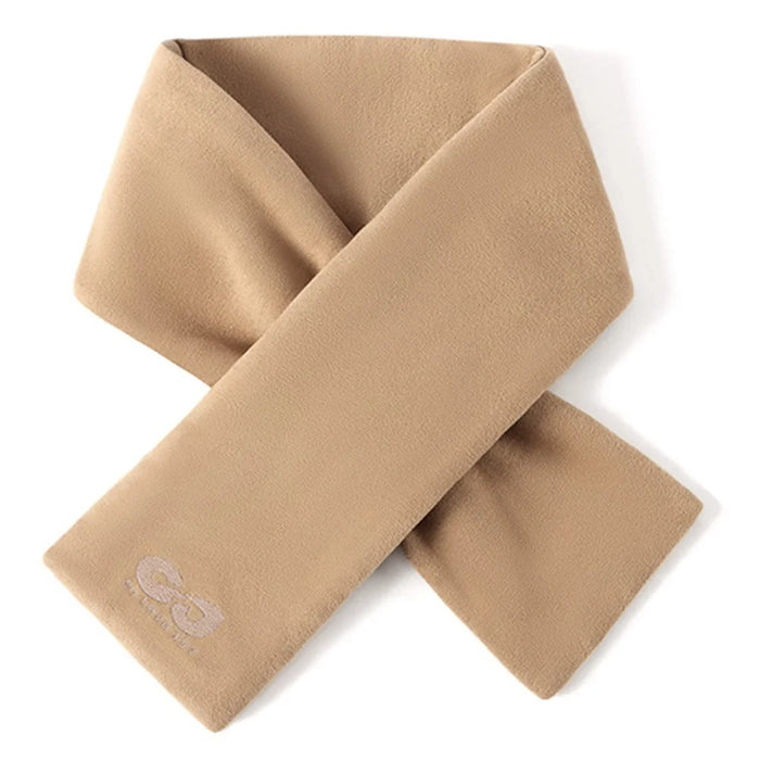 GOLOVEJOY DWJ56 82cm Winter Outdoor Retro Thermal Fleece Embroidered Scarf Windproof Neck Warmer - Camel - 1