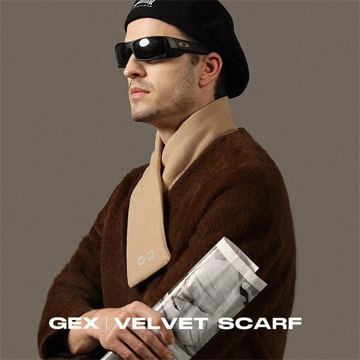 GOLOVEJOY DWJ56 82cm Winter Outdoor Retro Thermal Fleece Embroidered Scarf Windproof Neck Warmer - Camel - 2