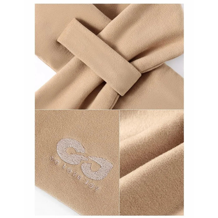 GOLOVEJOY DWJ56 82cm Winter Outdoor Retro Thermal Fleece Embroidered Scarf Windproof Neck Warmer - Camel - 5