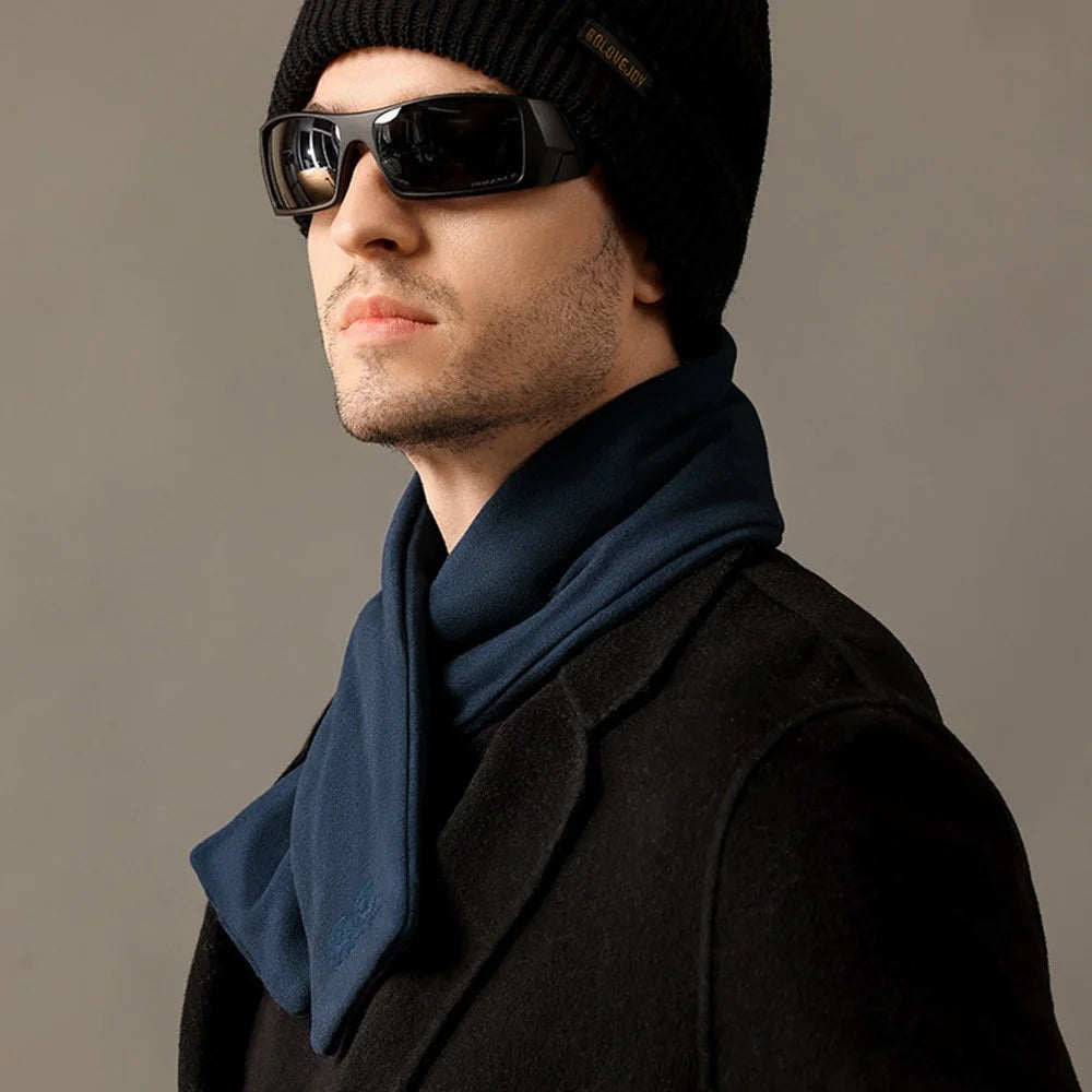 GOLOVEJOY DWJ56 82cm Winter Outdoor Retro Thermal Fleece Embroidered Scarf Windproof Neck Warmer - Camel - 7