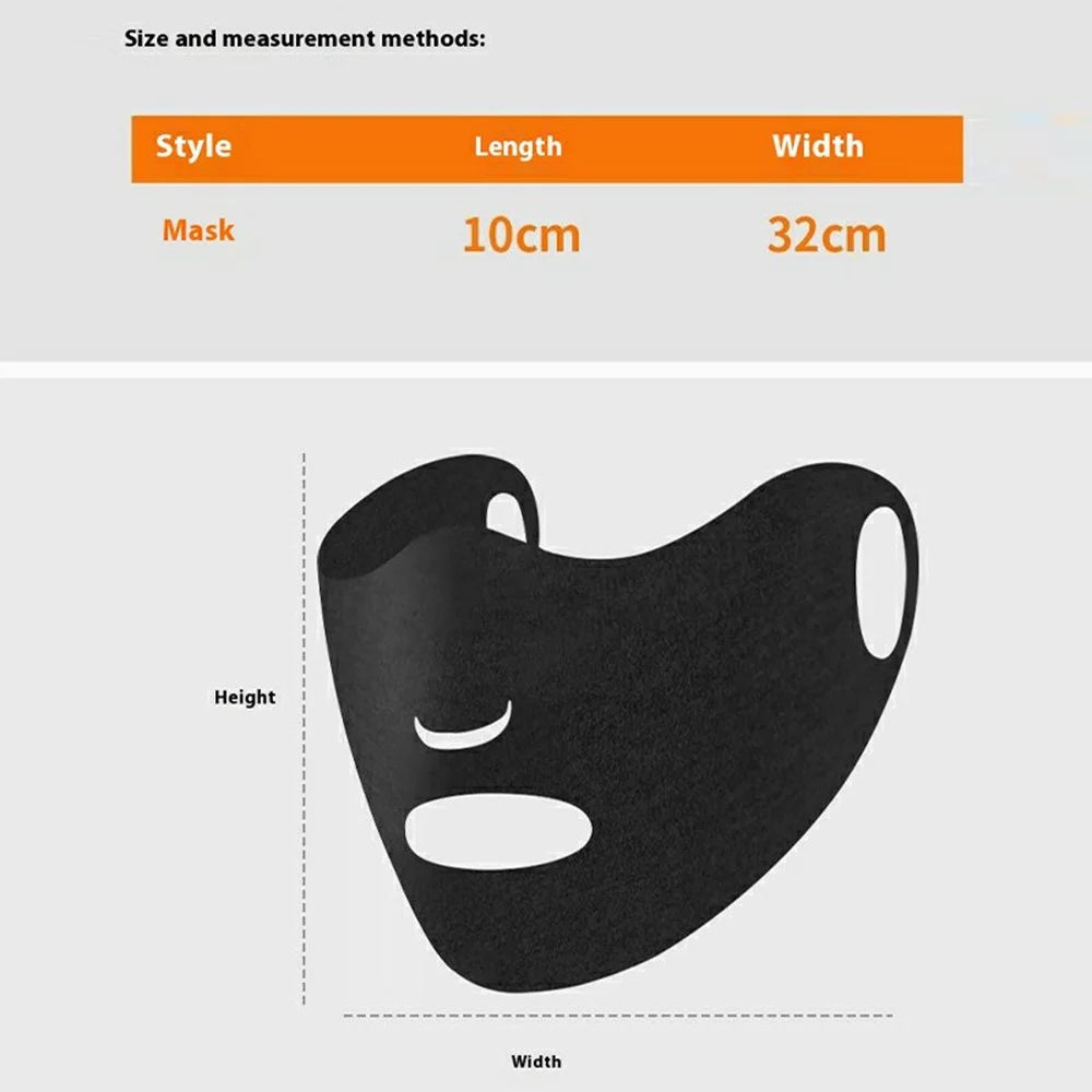 Winter Thermal Fleece Face Mask for Cycling Riding Solid Color Breathable Face Cover - Black - 4