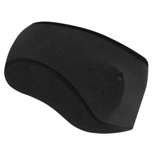Winter Outdoor Sports Windproof Thermal Fleece Ear Warmer Headband with Button - Black - 1
