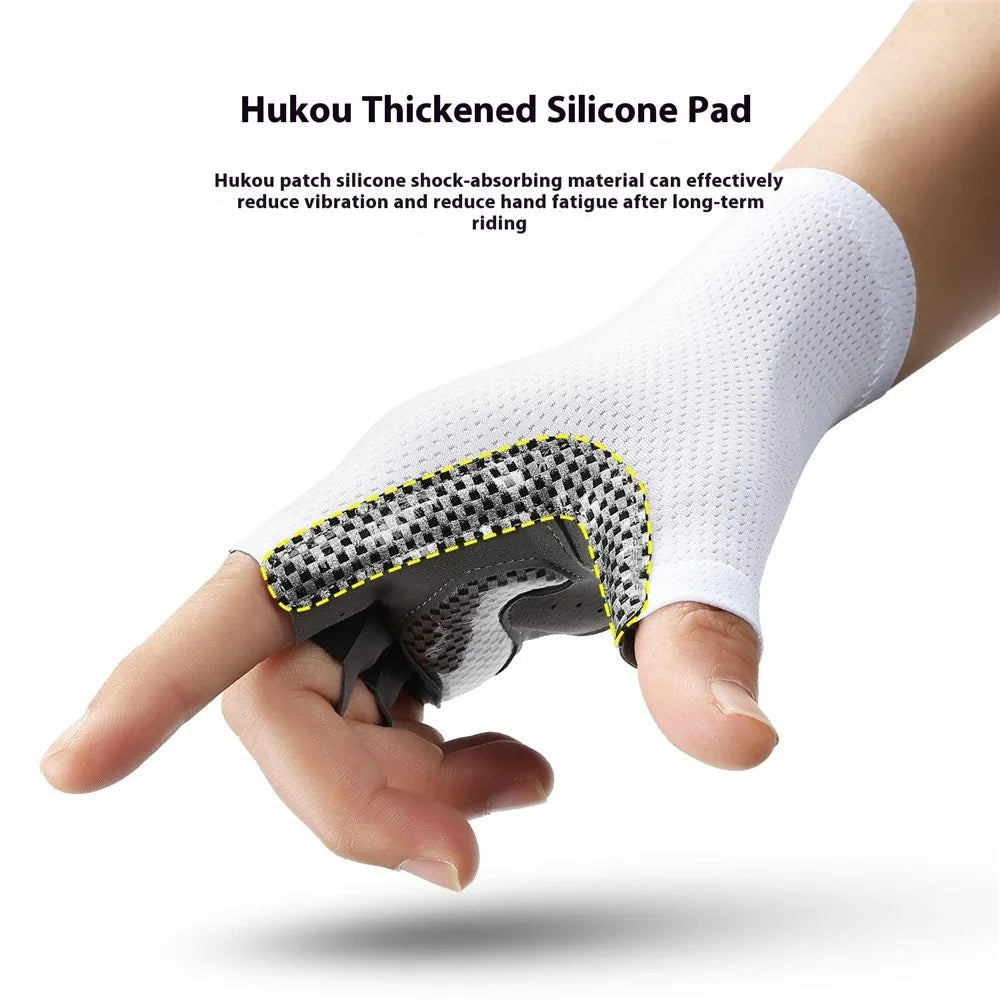 VILICO A0132 Shock Absorbing Cycling Gloves Anti Slip Fingerless Mittens for Outdoor Sports , Size M / White - 5