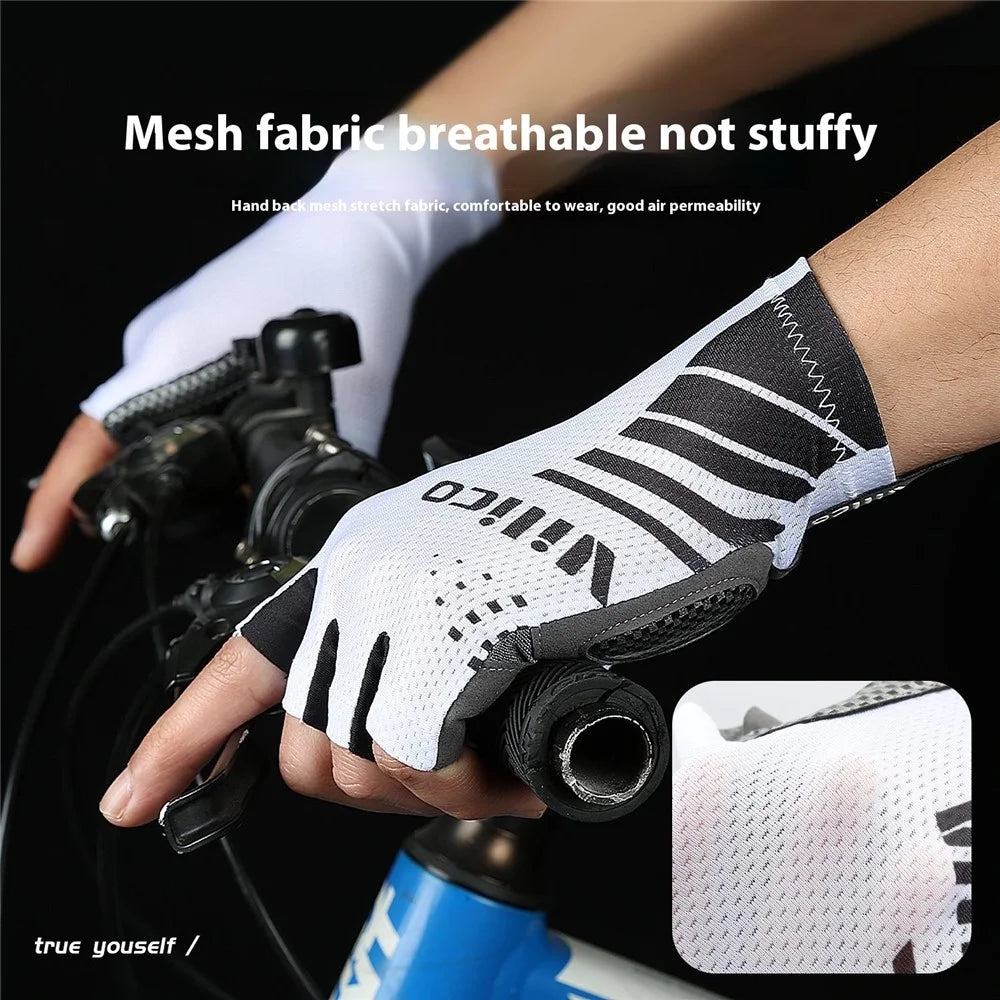 VILICO A0132 Shock Absorbing Cycling Gloves Anti Slip Fingerless Mittens for Outdoor Sports , Size M / White - 6