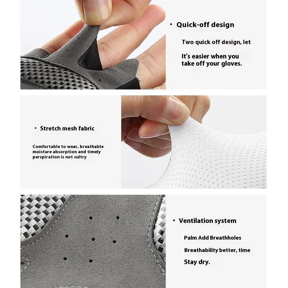 VILICO A0132 Shock Absorbing Cycling Gloves Anti Slip Fingerless Mittens for Outdoor Sports , Size M / White - 7