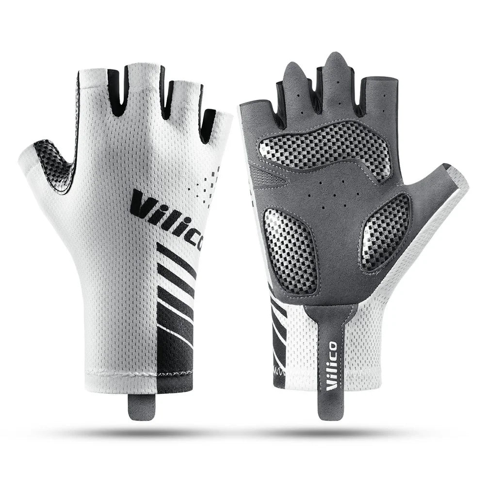 VILICO A0132 1Pair Cycling Gloves Half Finger Touchscreen Anti Slip Sports Gloves for Outdoor / Biking / Fishing, White XL - 1