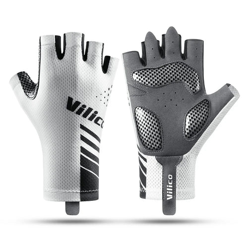 VILICO A0132 1Pair Cycling Gloves Half Finger Touchscreen Anti Slip Sports Gloves for Outdoor / Biking / Fishing, White XL - 1